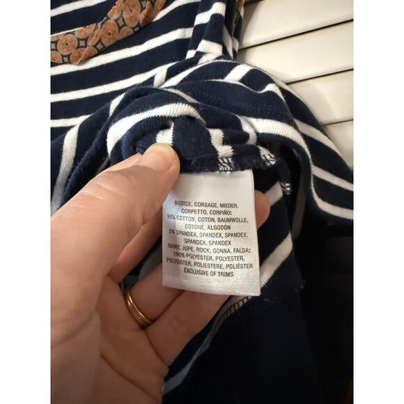 Anthropologie PostMarked Navy Striped Flowy Peplum Sleeveless Top Sz Med N - Picture 6 of 7